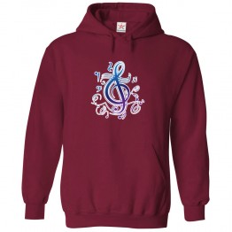 Music Notes Classic Unisex Kids and Adults Pullover Hooded Sweatshirt									 									 									
